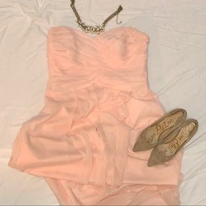 Chiffon blush pink strapless dress